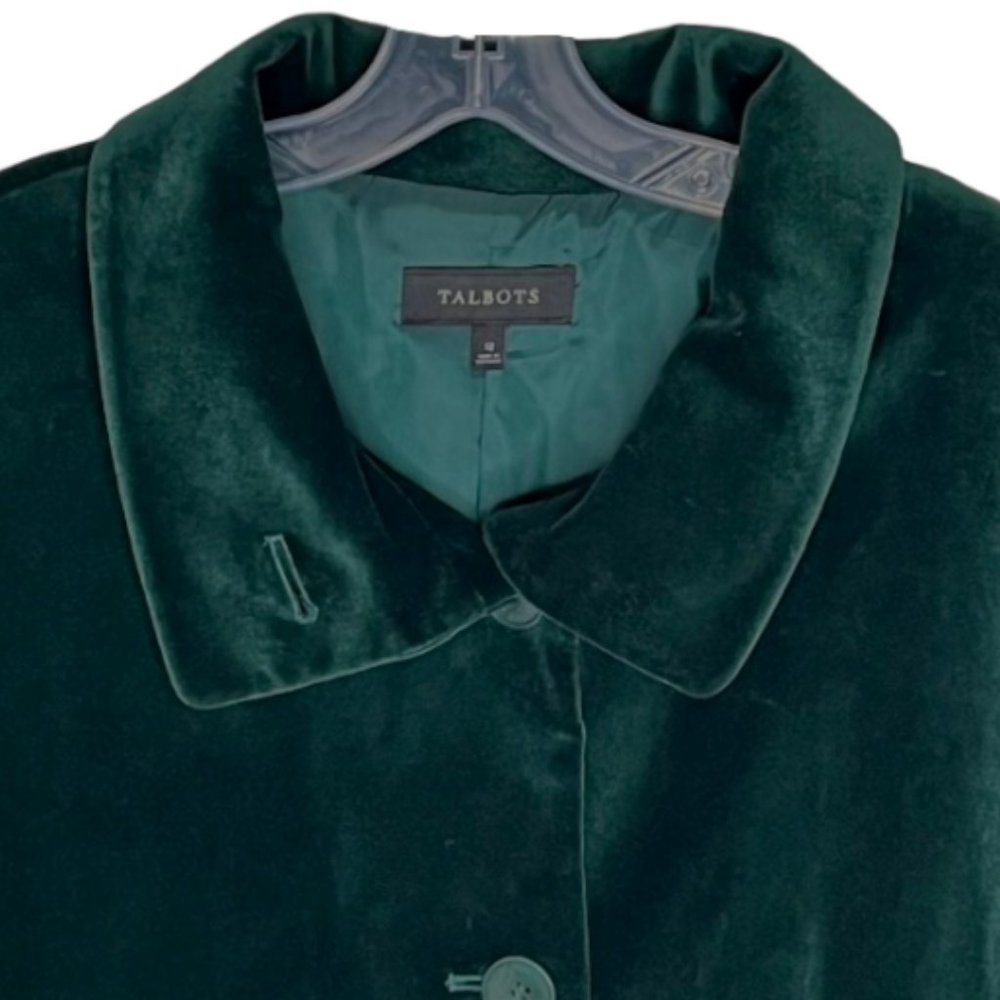 Talbots Cotton Velvet High Neck Swing Jacket - Forest Green - 12 - Picture 2 of 8